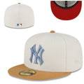New York Yankees 59FIFTY Fitted Hat with Blue Logo and Tan Brim ¨C Cream