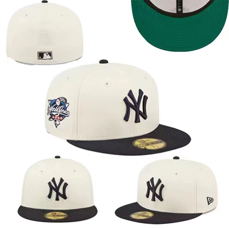New York Yankees 59FIFTY Fitted Hat with World Series Patch ¨C Cream and Black
