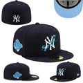New York Yankees 59FIFTY Fitted Hat with Floral Embroidery and World Series Patch ¨C Navy Blue