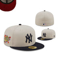 New York Yankees 59FIFTY Fitted Hat with World Series Patch ¨C Cream and Navy