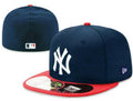 New York Yankees 59FIFTY Fitted Hat with Red Brim ¨C Navy Blue