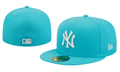 New York Yankees 59FIFTY Fitted Hat with White Logo ¨C Aqua Blue