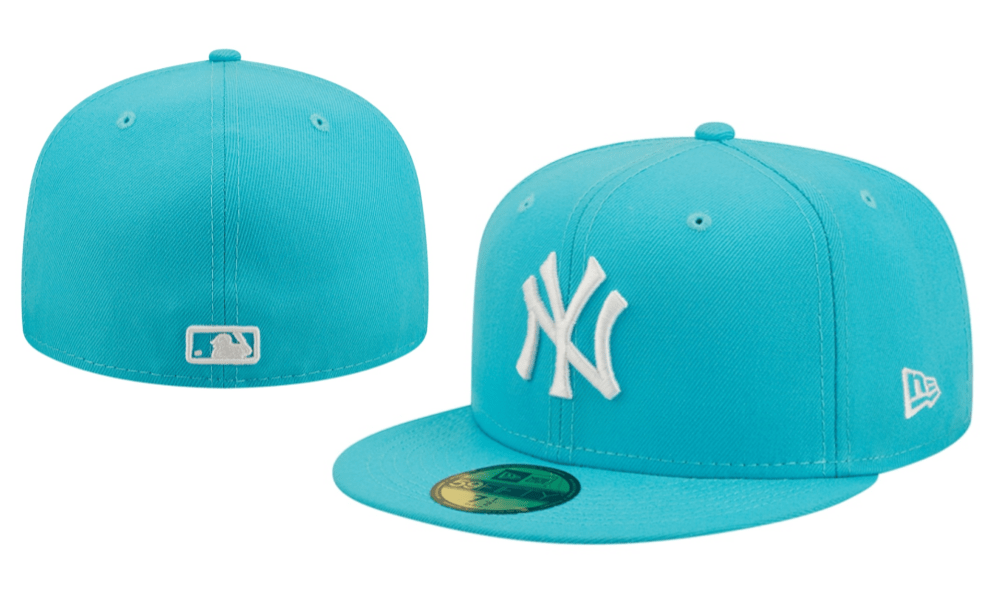 New York Yankees 59FIFTY Fitted Hat with White Logo ¨C Aqua Blue