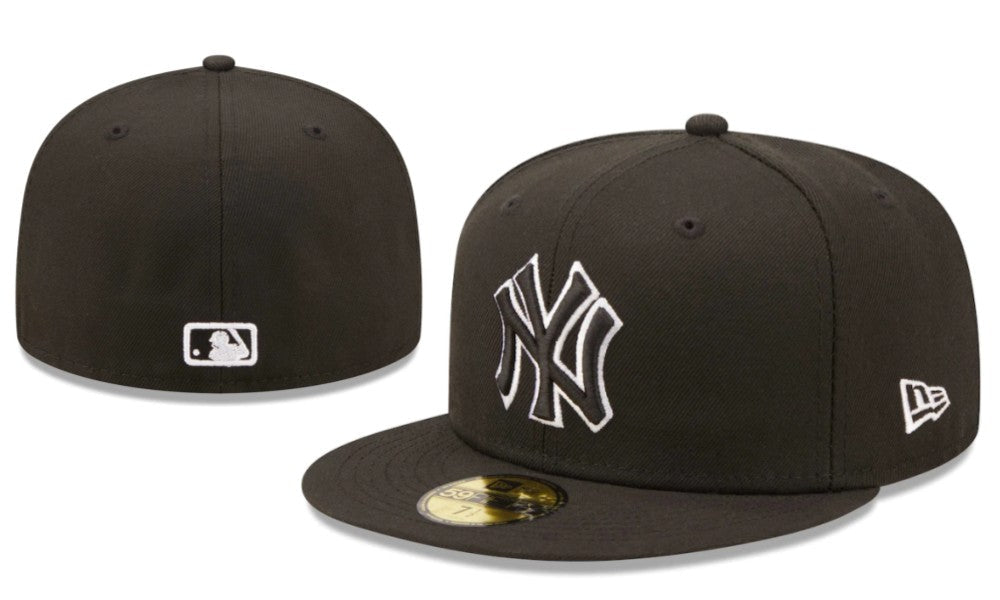 New York Yankees 59FIFTY Fitted Hat with Black and White Outline Logo ¨C Olive Green