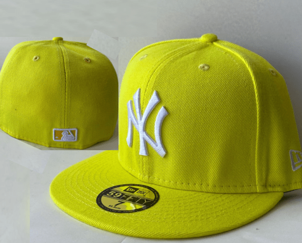 New York Yankees 59FIFTY Fitted Hat with White Logo ¨C Bright Yellow