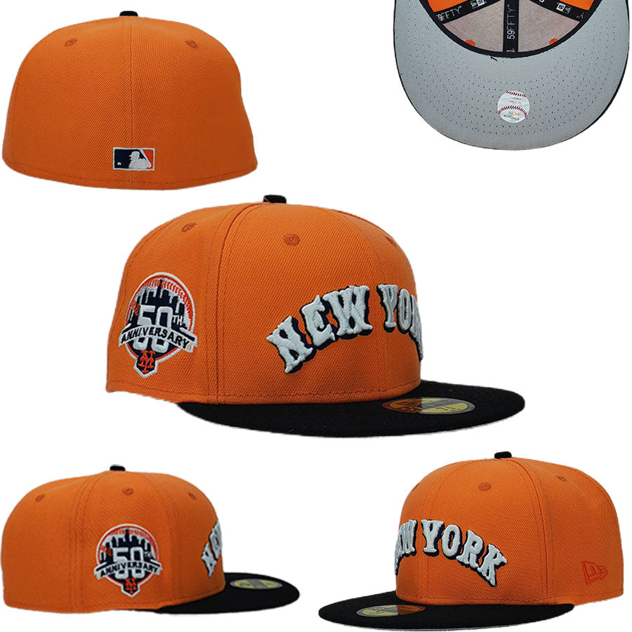 New York Mets 50th Anniversary 59FIFTY Fitted Hat ¨C Orange and Black