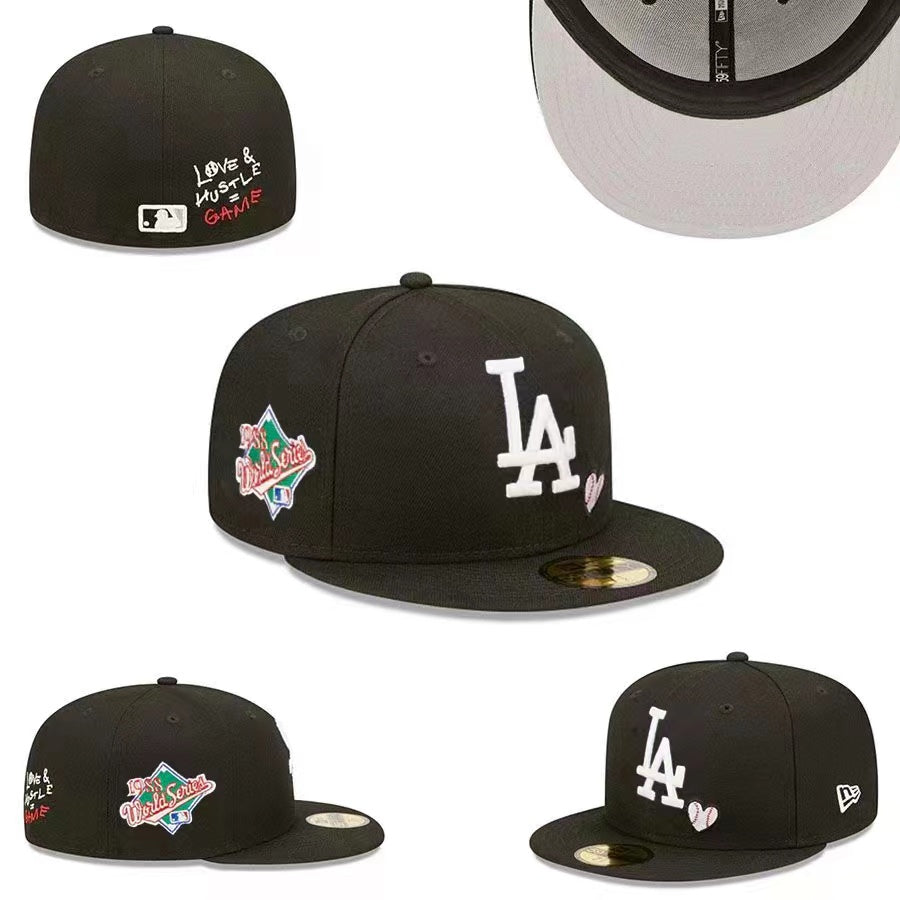 Los Angeles Dodgers Black Fitted Hat with 1959 World Series Patch and ¡°Love & Hustle¡± Embroidery