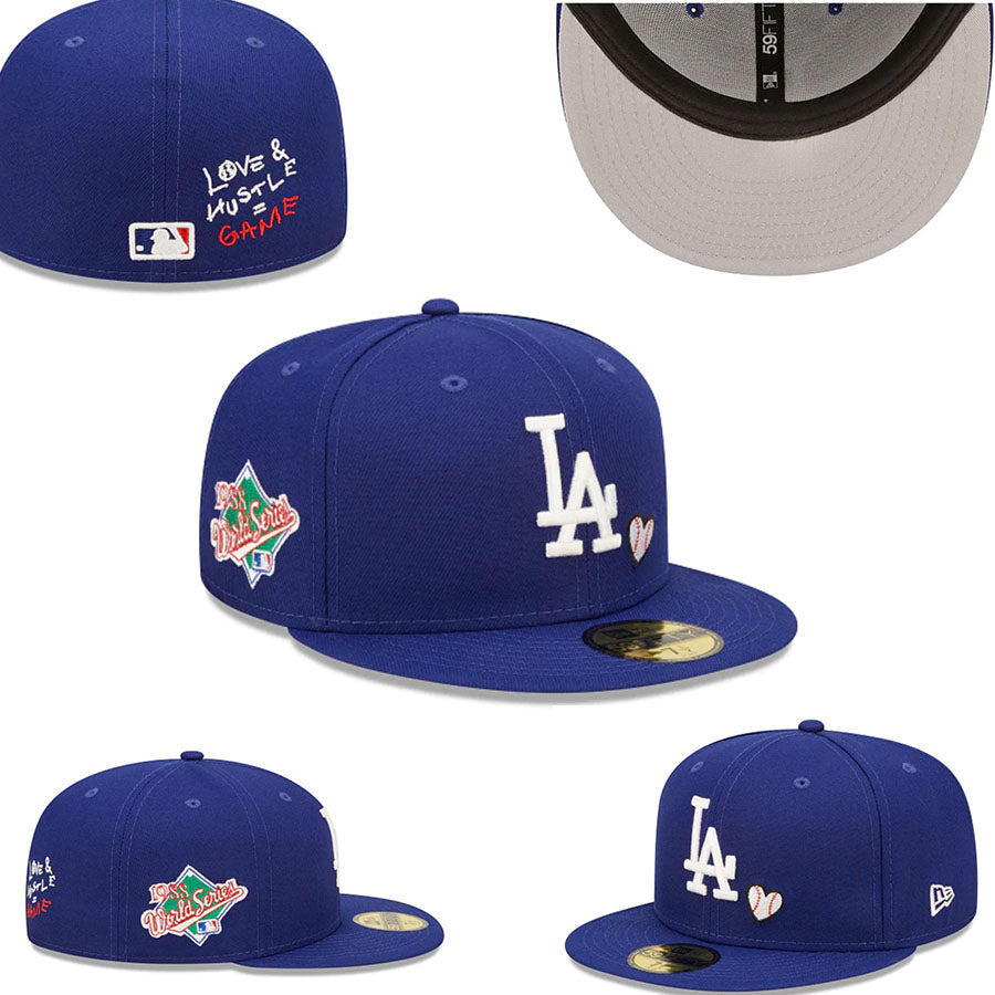 Los Angeles Dodgers Royal Blue Fitted Hat with 1959 World Series Patch and ¡°Love & Hustle¡± Embroidery