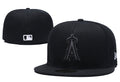 Los Angeles Angels Blackout Fitted Cap ¨C Stealth Black MLB Hat with Embroidered Logo