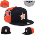 Houston Astros Navy and Orange Split Fitted Cap ¨C Embroidered Logo