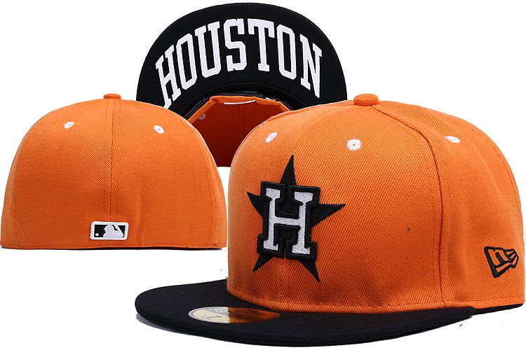 Houston Astros Orange and Black Fitted Cap with Star and H Logo ¨C MLB Baseball Hat