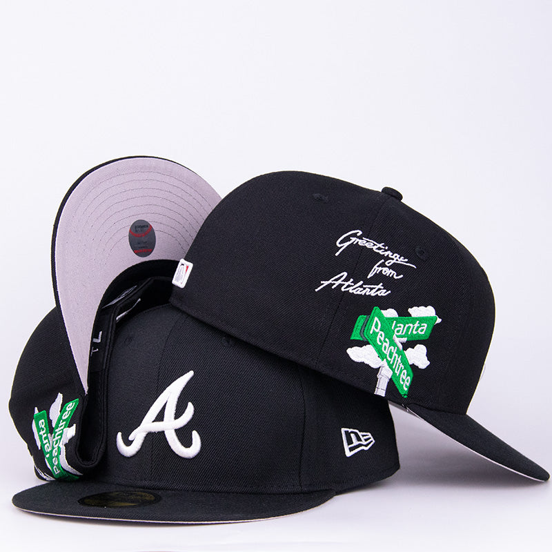 Atlanta Braves Fitted Hat ¨C ¡®Greetings from Atlanta¡¯ with Peachtree Sign Design