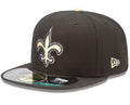 New Orleans Saints Snapback Hat with Embroidered Fleur-de-Lis Logo ¨C Black and Gold