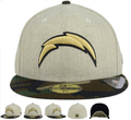 Los Angeles Chargers Fitted Hat with Gold Lightning Bolt Logo and Camouflage Brim ¨C Khaki and Camo