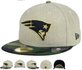 New England Patriots Fitted Hat with Gold Logo and Camouflage Brim ¨C Khaki and Camo