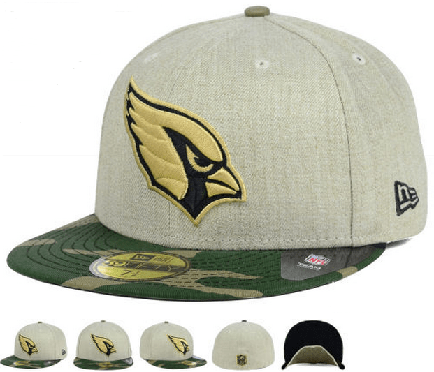 Arizona Cardinals Fitted Hat with Gold Logo and Camouflage Brim ¨C Khaki and Camo