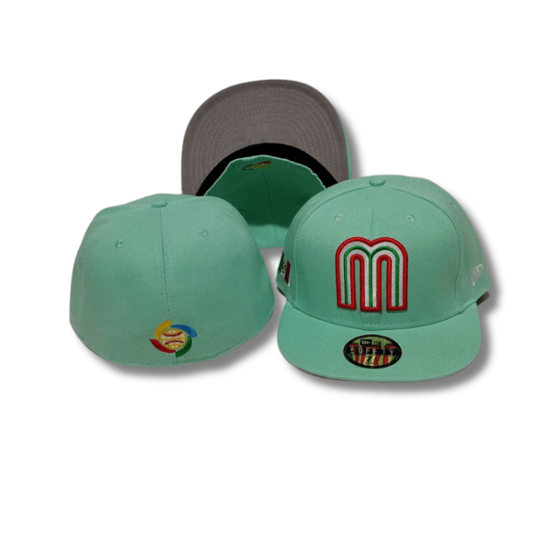 Mexico Baseball Fitted Hat with Embroidered ¡°M¡± Logo ¨C Mint Green