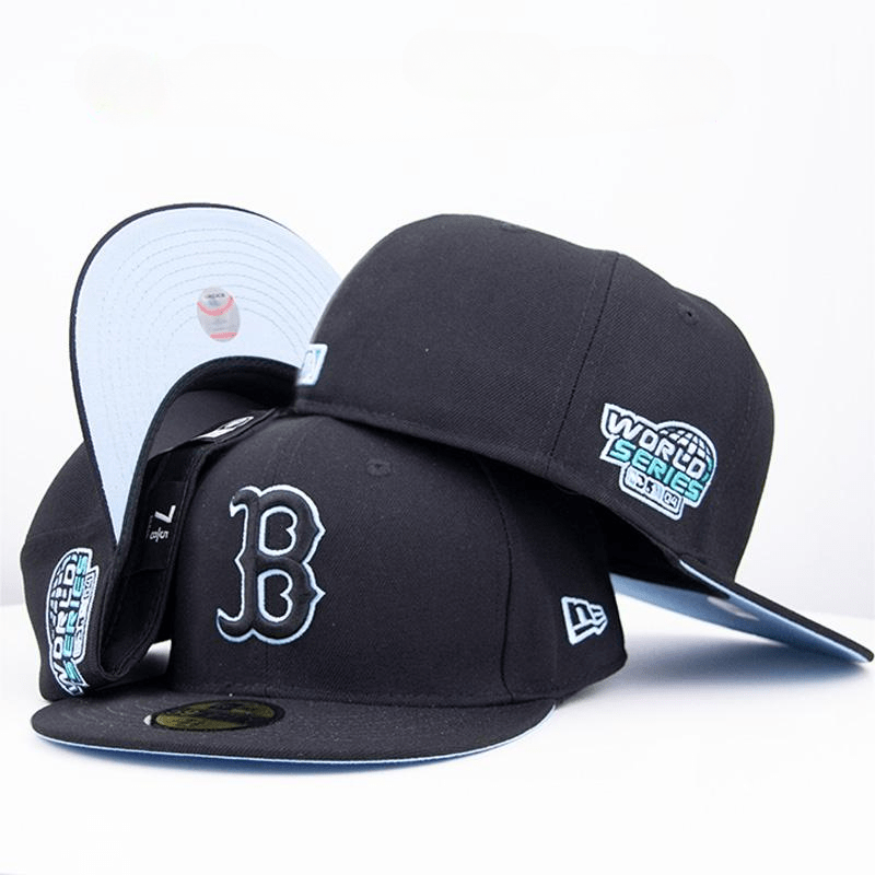 Boston Red Sox World Series Fitted Hat with Light Blue Accents ¨C Black