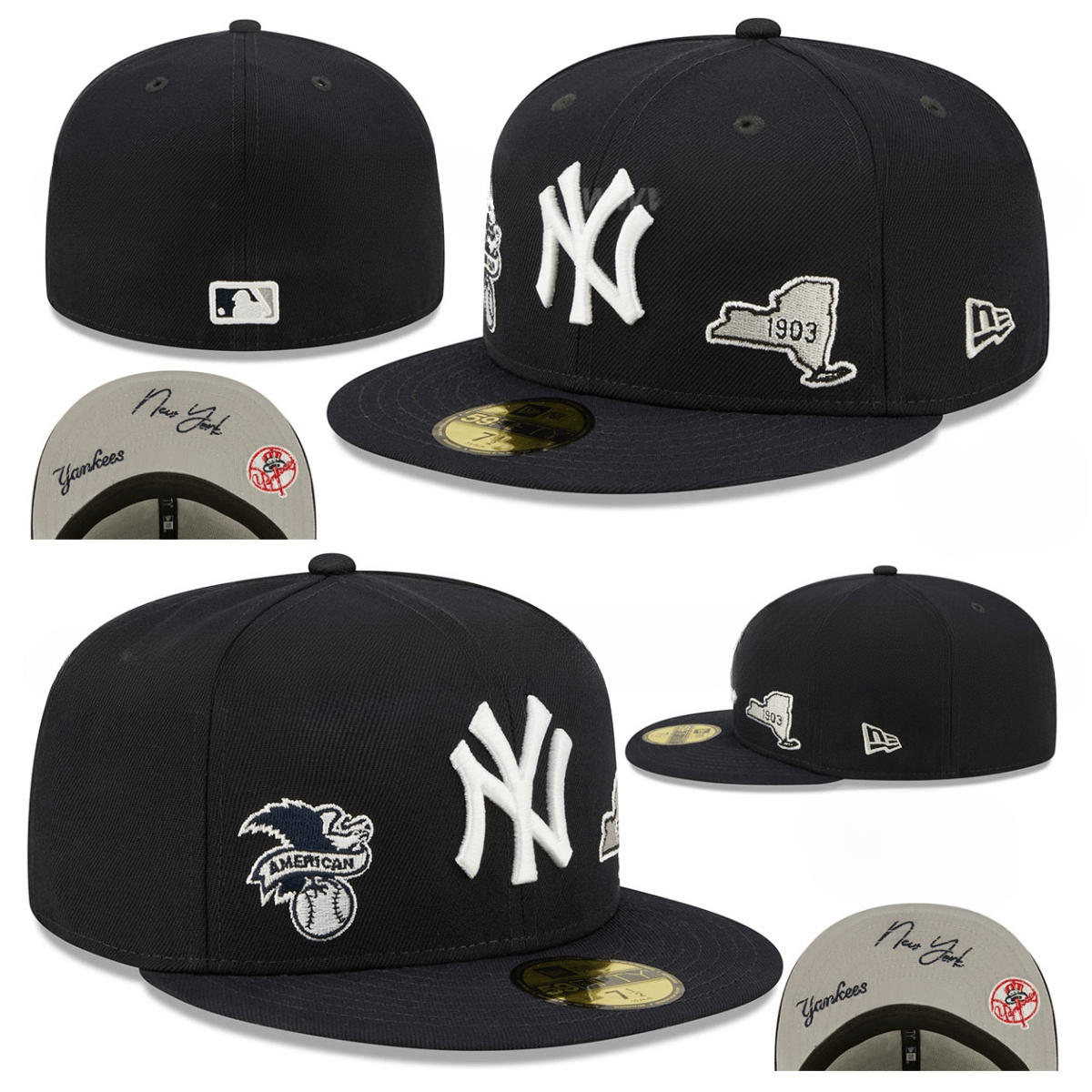 New York Yankees Commemorative Fitted Hat with Side Patches ¨C Black