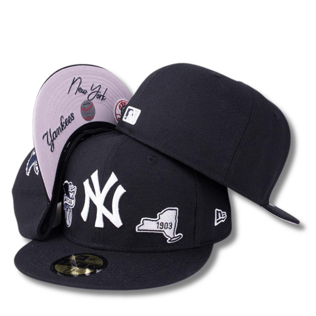 New York Yankees Fitted Hat with Embroidered Patches and Under-Viz Detailing ¨C Black