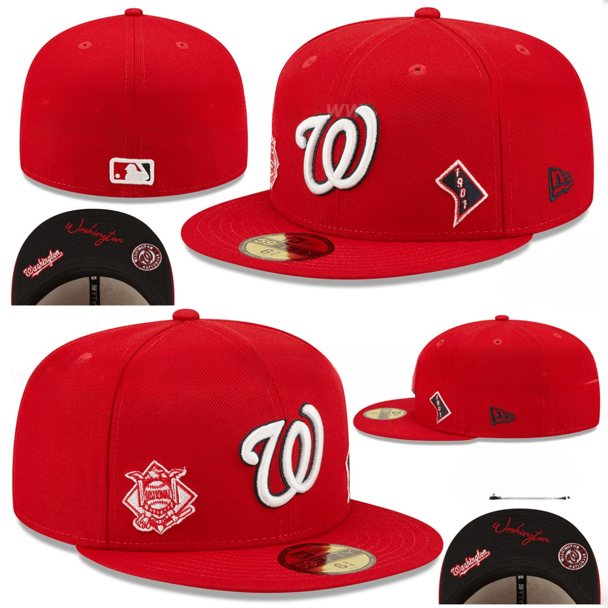 Official Washington Nationals MLB Fitted Hat ¨C Premium Red Design with Team Logo and Side Patches