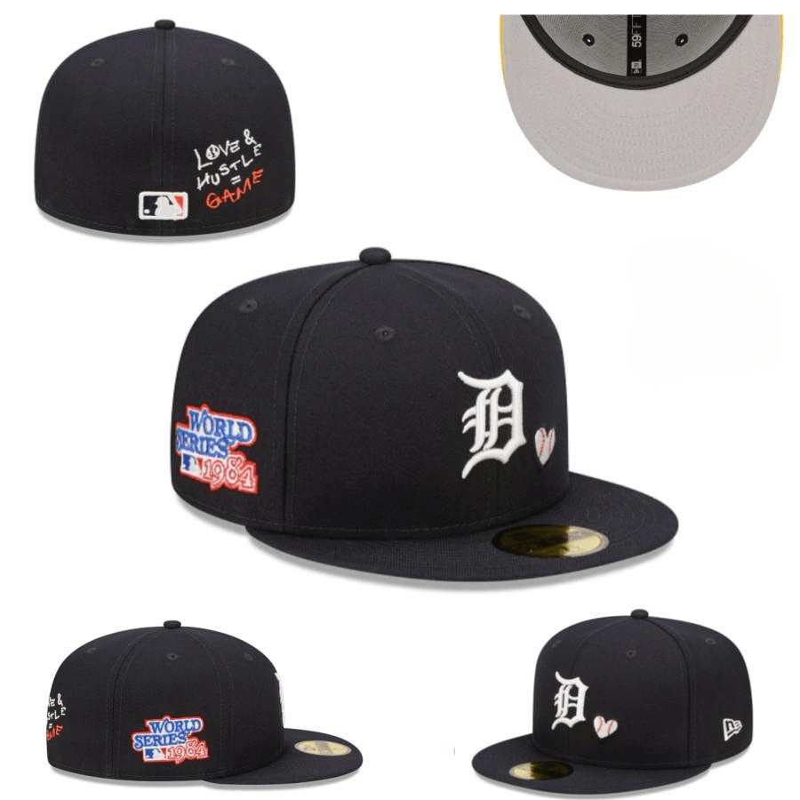 Detroit Tigers Navy Blue Fitted Hat ¨C 1984 World Series Patch and Embroidered Details